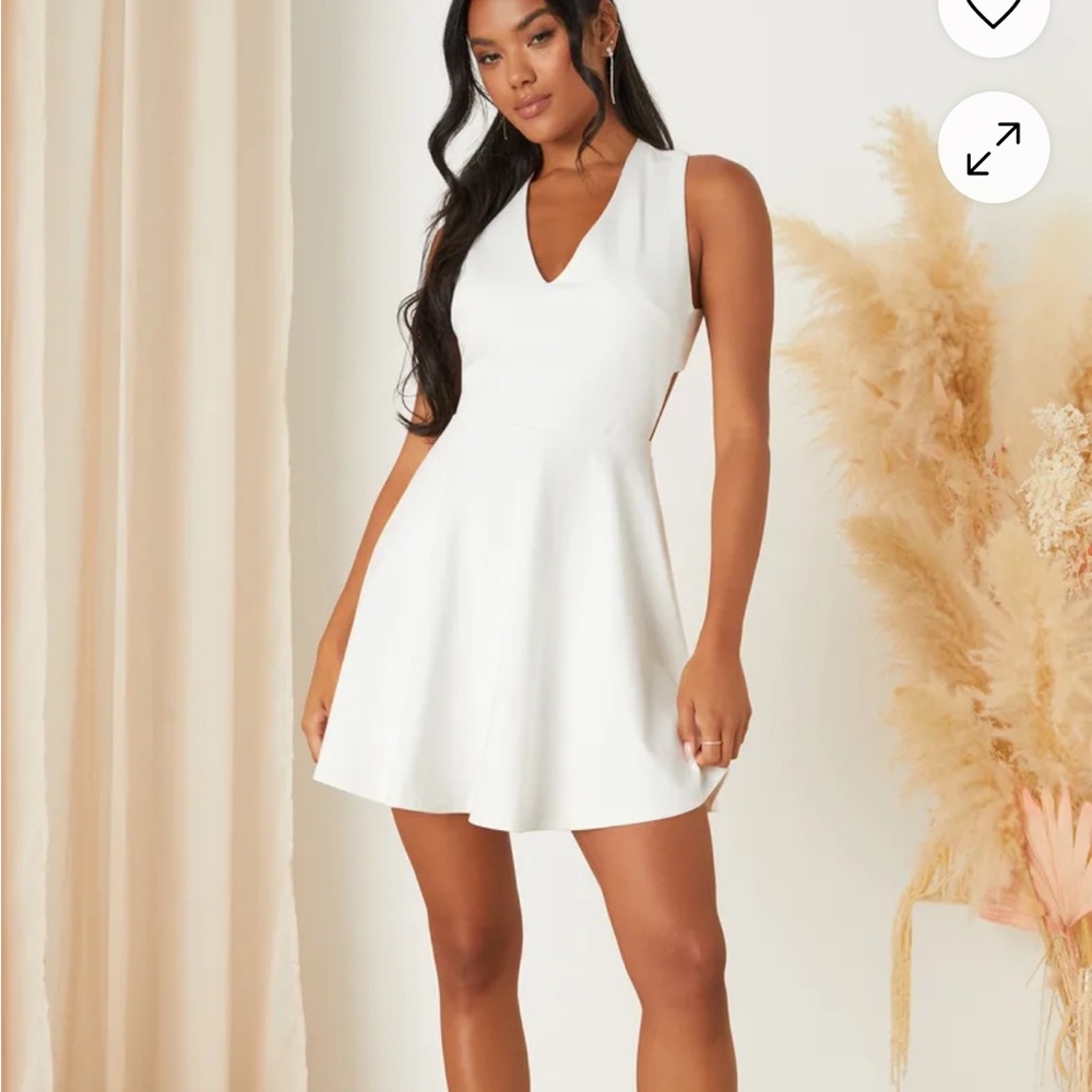 Lulu's White Halter A-Line Mini Dress